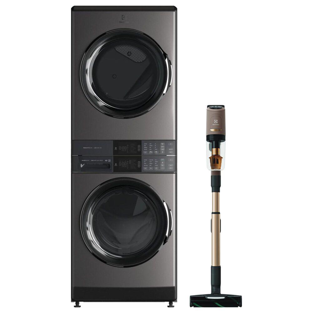 Electrolux 4.5 Cu. Ft. Washer and 8.0 Cu. Ft. Electric Dryer Stack Laundry in Titanium & Ultimate 800 Complete Home Stick Vacuum, , large