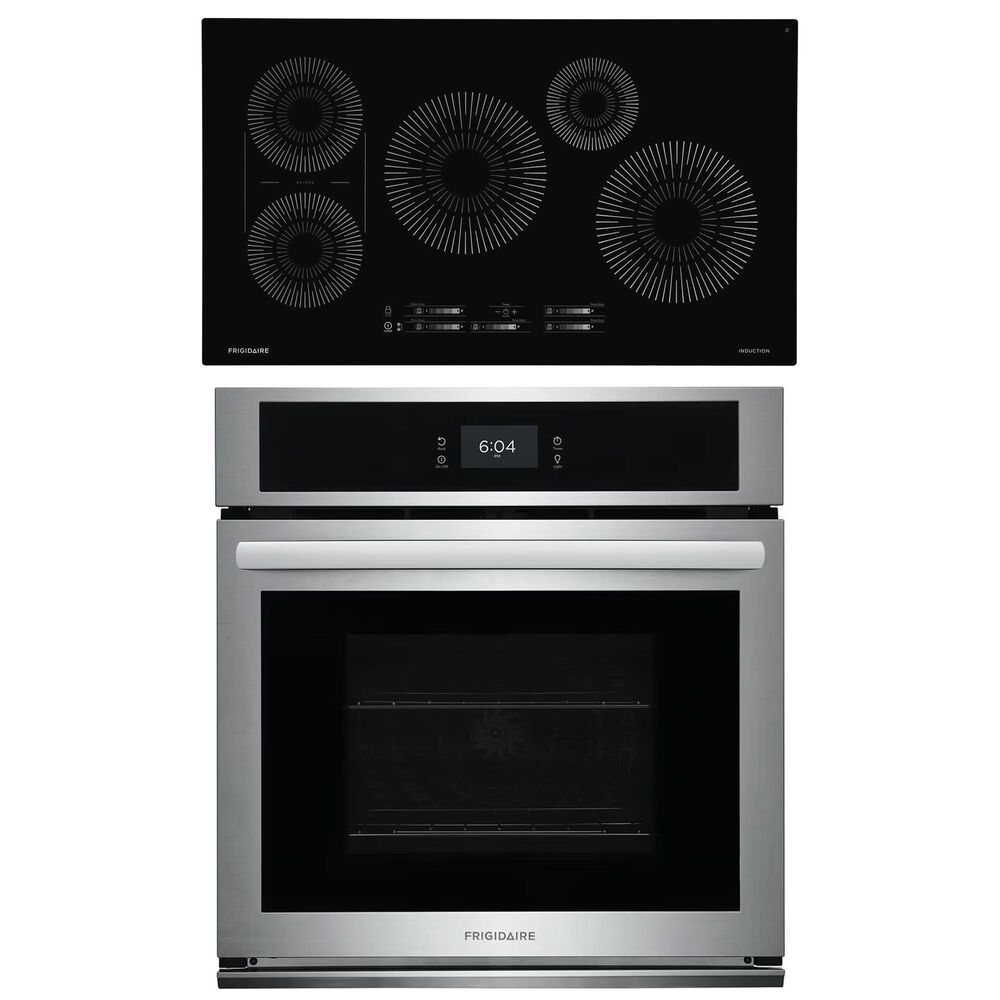 Frigidaire 2-Piece Kitchen Package with Stainless Steel 27&quot; Single Electric Wall Oven and Black 36&quot; Induction Cooktop, , large