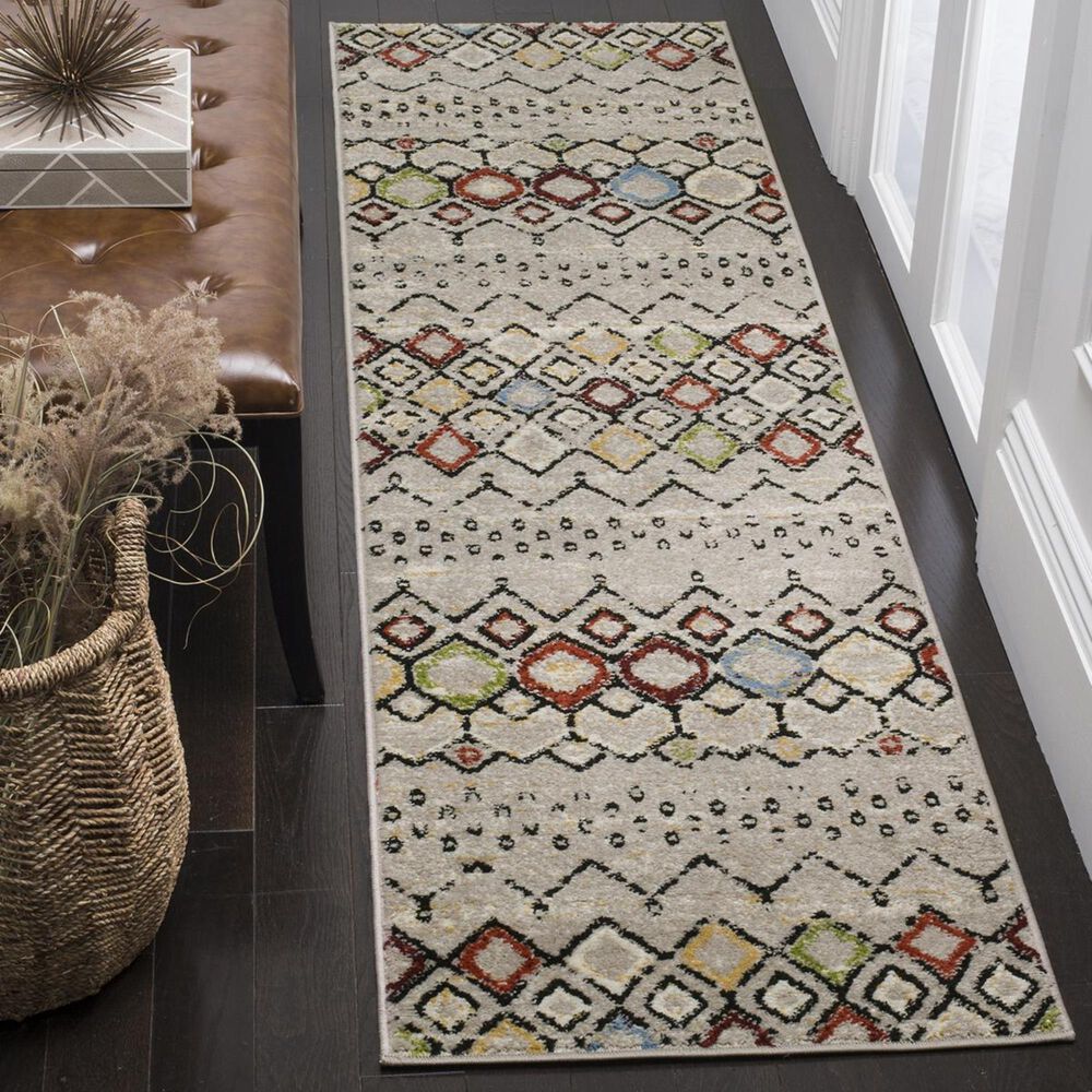 Safavieh Amsterdam AMS108G-28 2"3" x 8" Light Grey/Multi Runner, , large