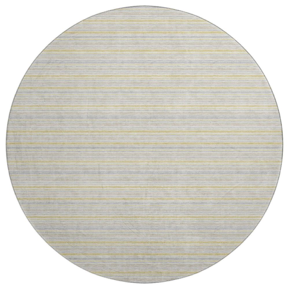 Dalyn Rug Company Soft Essentials Striped Wheat 8" Round Indoor/Outdoor Area Rug, , large