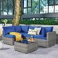 HOMLUX 5-Piece Patio Conversation Set with Grey Wicker in Navy Blue, , large