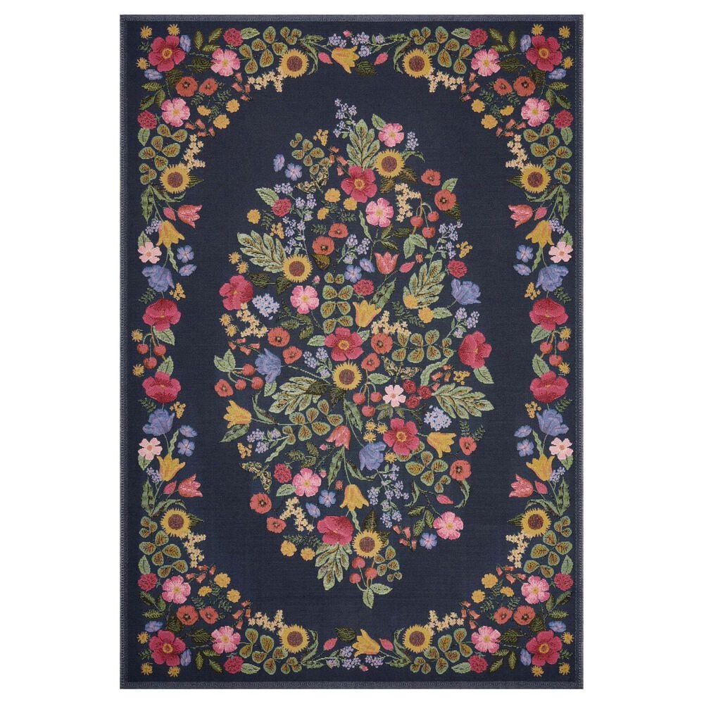 Rifle Paper Co. x Loloi Perennial Blossom 5"3" x 7"8" Navy Area Rug, , large