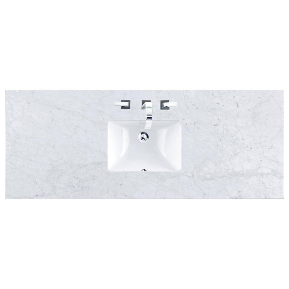 James Martin Vanities Brittany 60&quot; Single Bathroom Vanity in Victory Blue with 3 cm Carrara White Marble Top and Rectangle Sink, , large