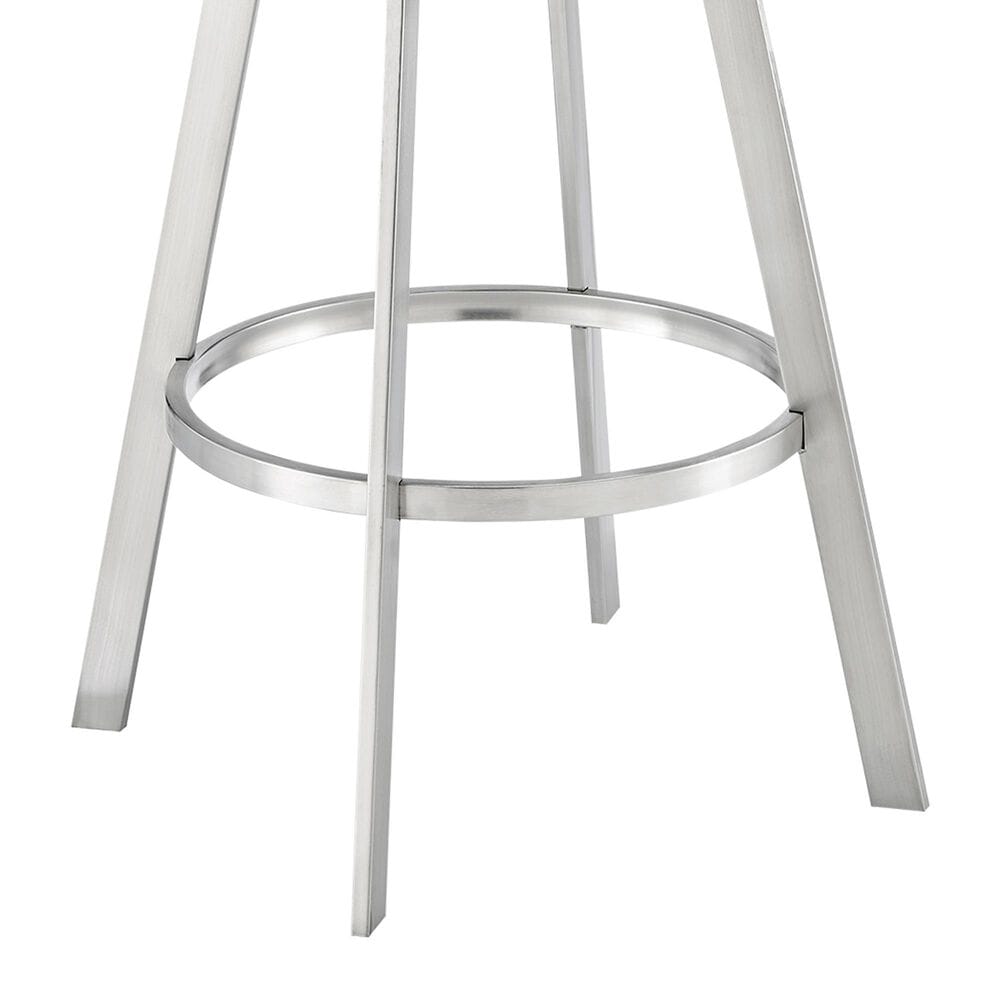 Blue River Flynn 30&quot; Swivel Bar Stool with White Cushion in Brushed Stainless Steel, , large