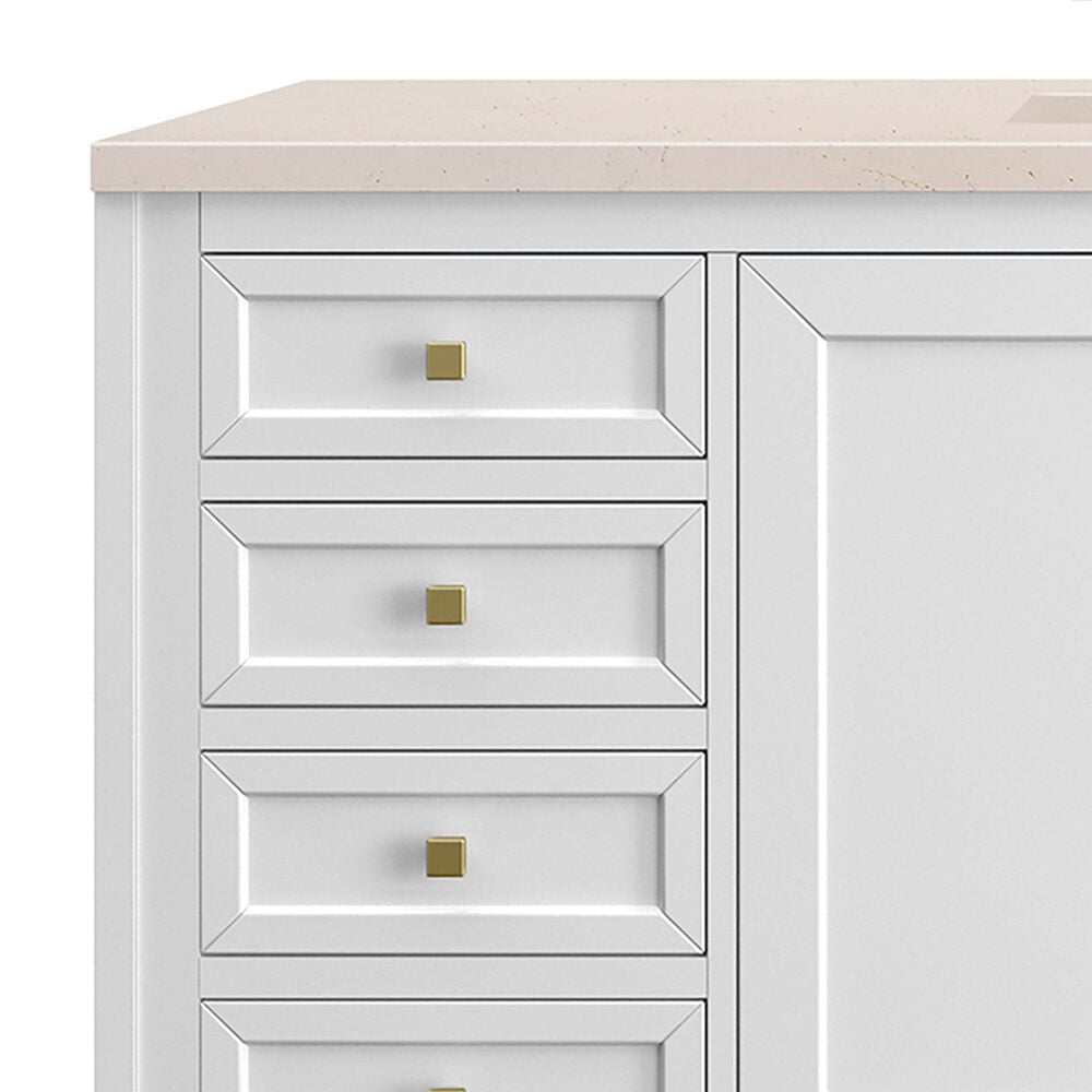 James Martin Vanities Chicago 60&quot; Single Bathroom Vanity in Glossy White with 3 cm Eternal Marfil Quartz Top and Rectangular Sink, , large