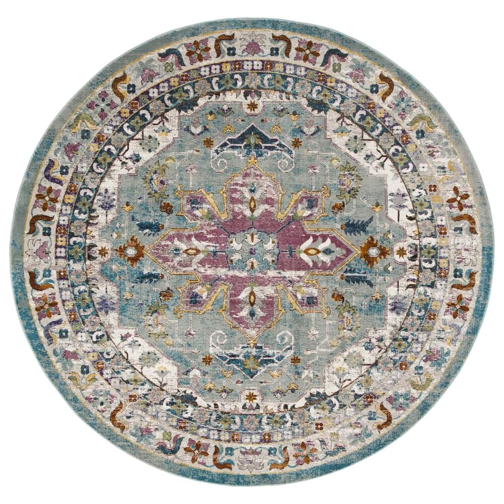 Safavieh Aria 6"6" Round Green and Creme Area Rug, , large