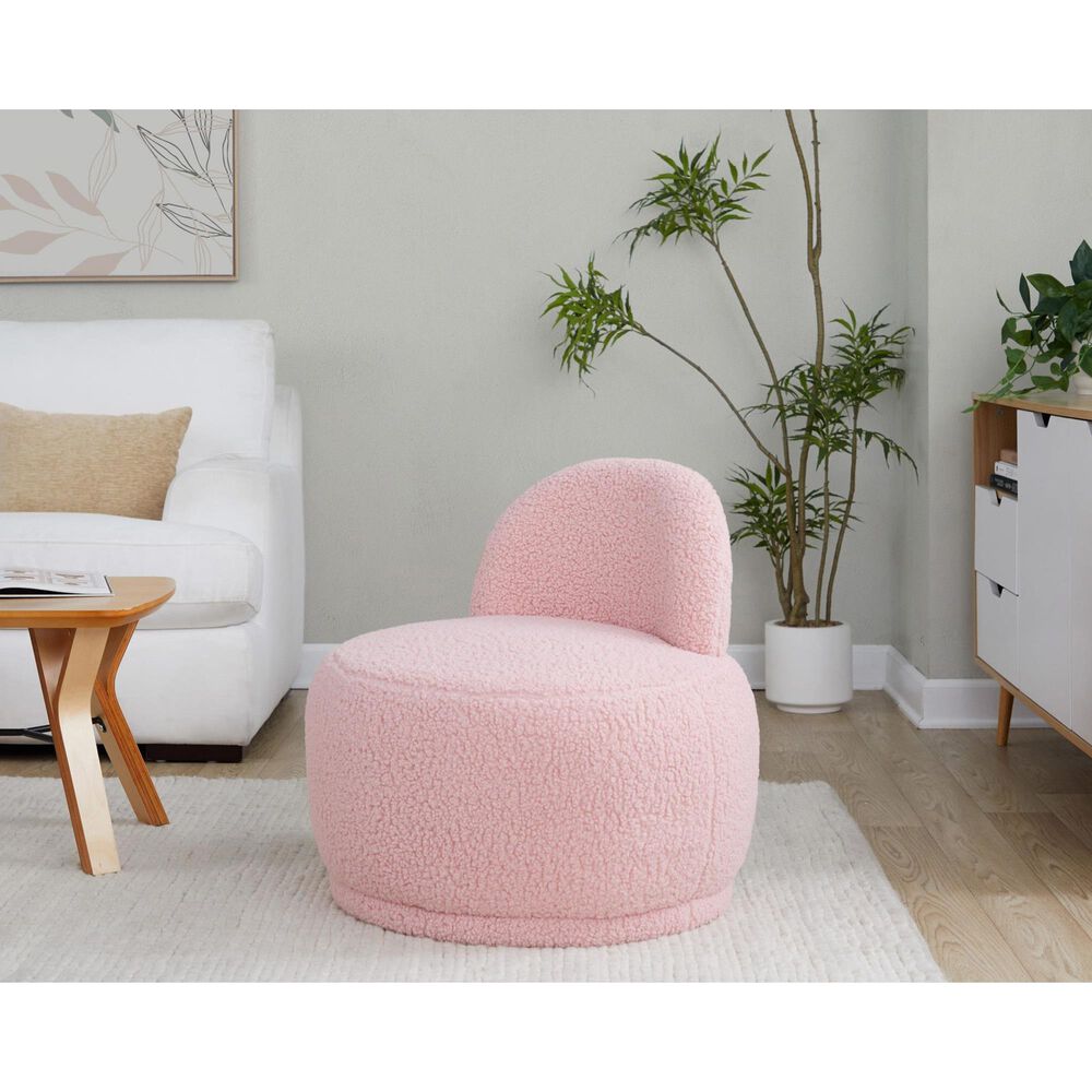 Lumisource Kimi Accent Chair in Pink Sherpa, , large