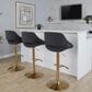 LumiSource Fabrico Swivel Adjustable Bar Stool with Charcoal Noise Fabric Upholstery and Rounded T Footrest in Gold (Set of 2), , large