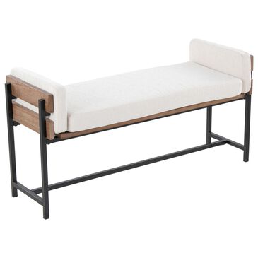 Lumisource Kari 18" Bench with Cream Cushion in Black and Brown, , large