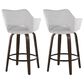 LumiSource Mustang 26" Swivel Counter Stool with Grey Fabric Upholstery in Glazed Walnut and Black (Set of 2), , large