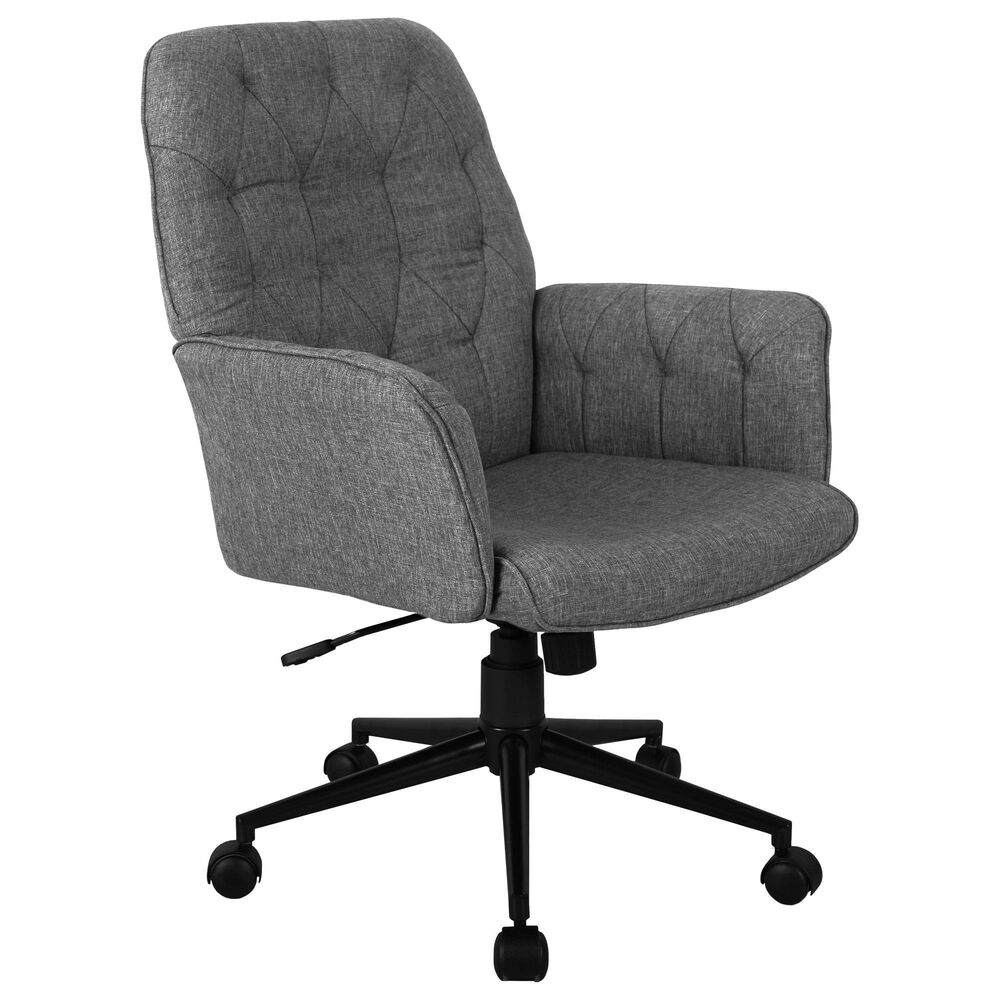 Rta Products Llc Modern Upholstered Tufted Office Chair with Arms in Grey, , large
