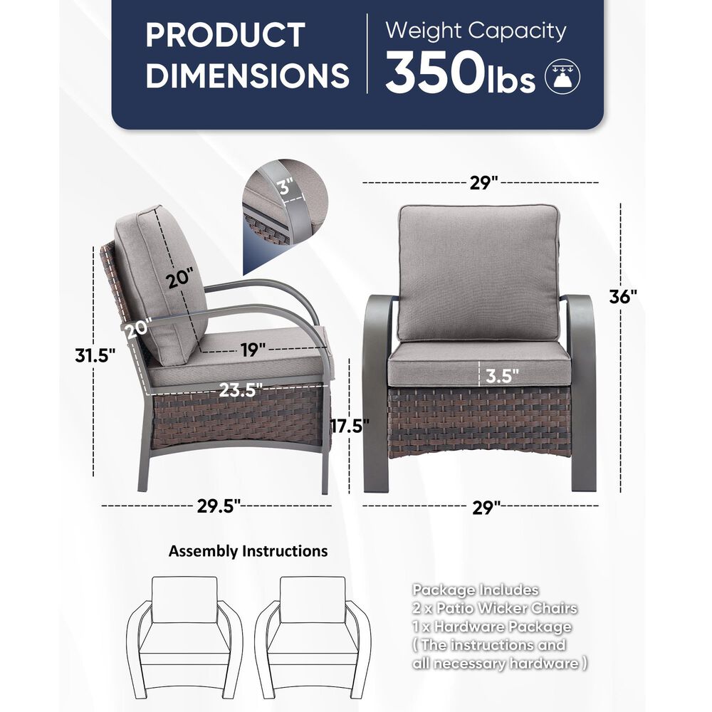 Sunwell Garden 36" Patio Stationary Chair with Metal Armrest in Navy (Set of 2), , large