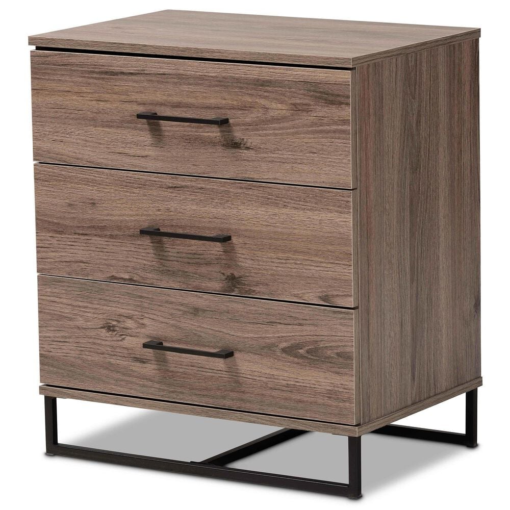 Baxton Studio Daxton 3 Drawer Storage Chest in Rustic Oak and Black, , large