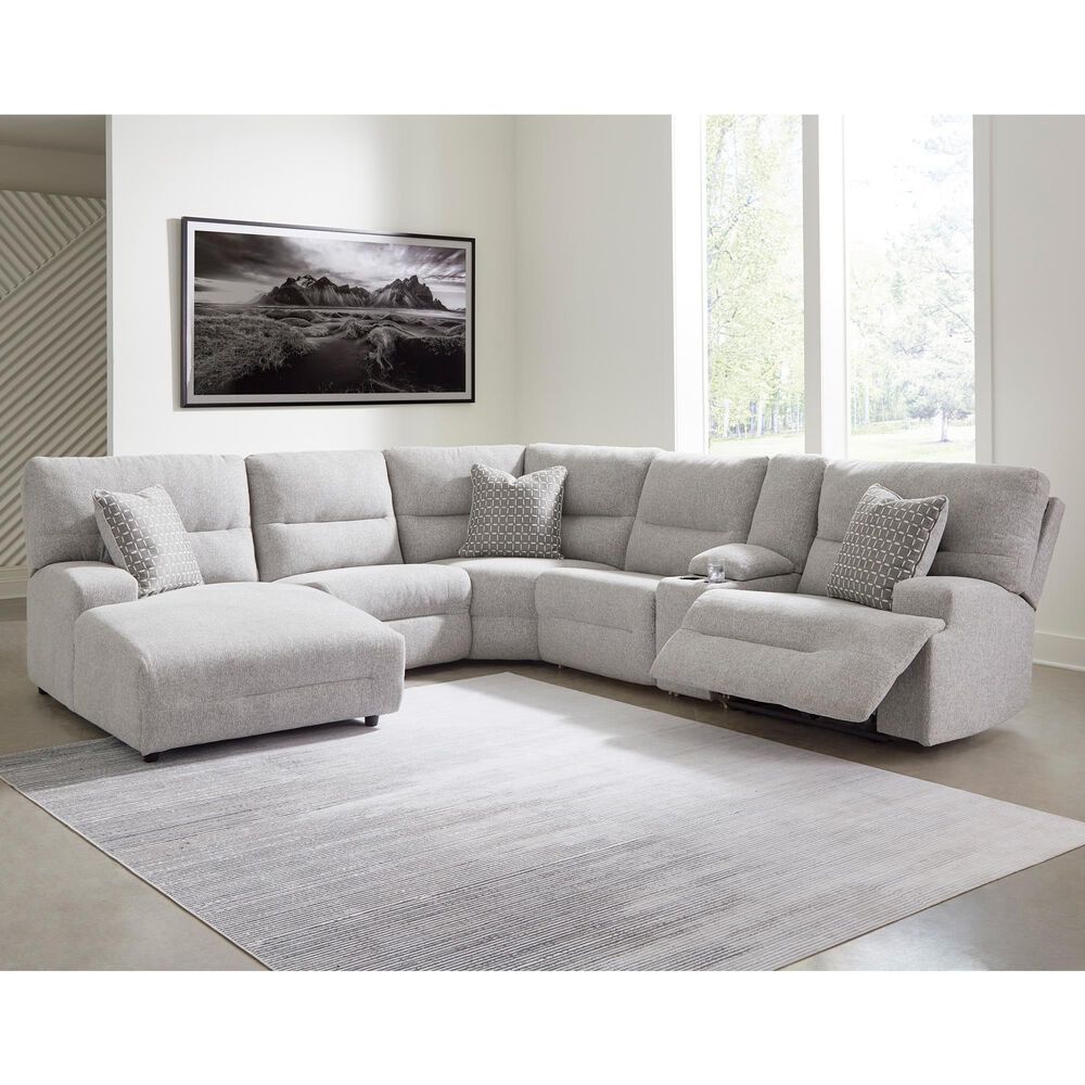 Ashley Acklen Place 6-Piece Power Left Facing Reclining Sectional with Chaise in Pewter, , large
