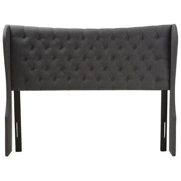 Baxton Studio Cadence Queen Button-Tufted Headboard in Dark Grey, , large