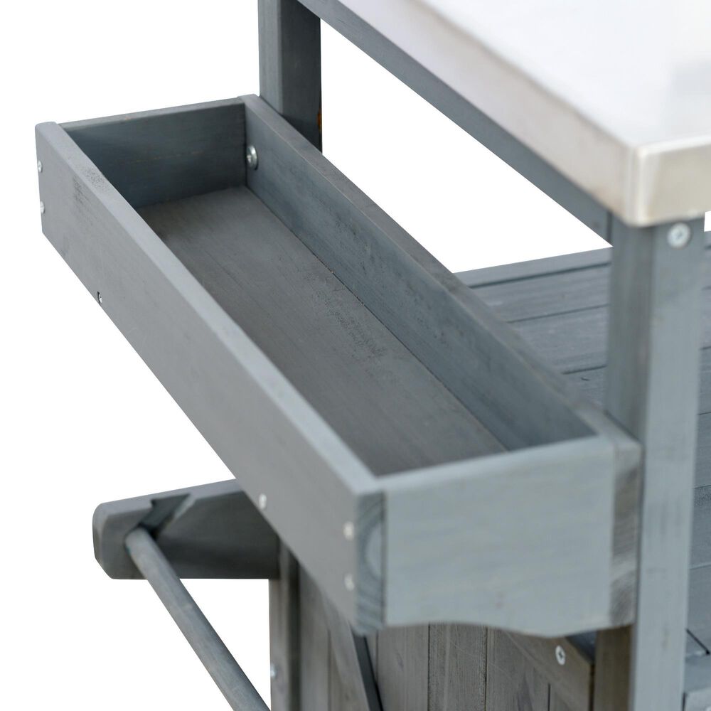 HOMLUX 50" Outdoor Kitchen Island in Grey Blue and Stainless Steel, , large