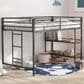 Hearth and Haven Adam Twin Loft Bunk Bed with Cinnamon Wood Shelf in Black, , large