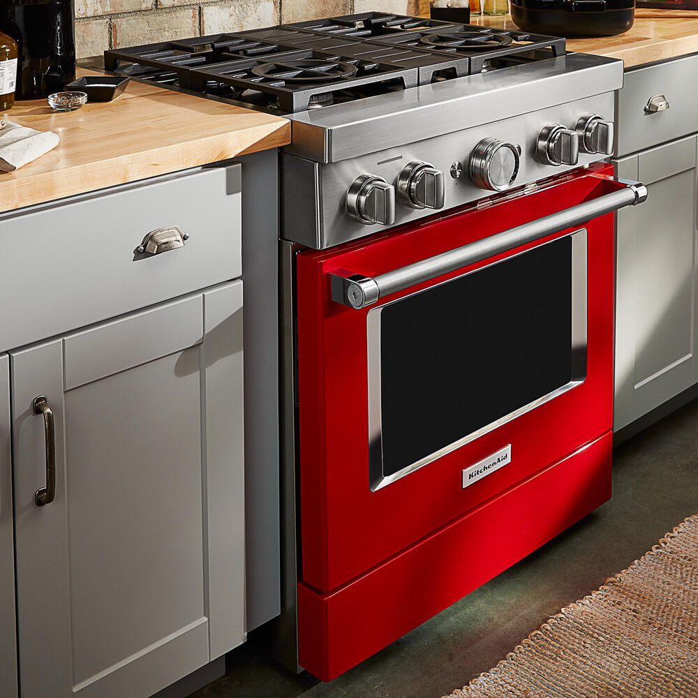 KitchenAid 4.1 Cu. Ft. Freestanding Gas Range with True Convection in Passion Red, , large