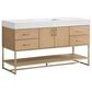 37B Mauri 60" Single Bathroom Vanity with Metal Base in Warm Oak and White Composite Stone Top, , large