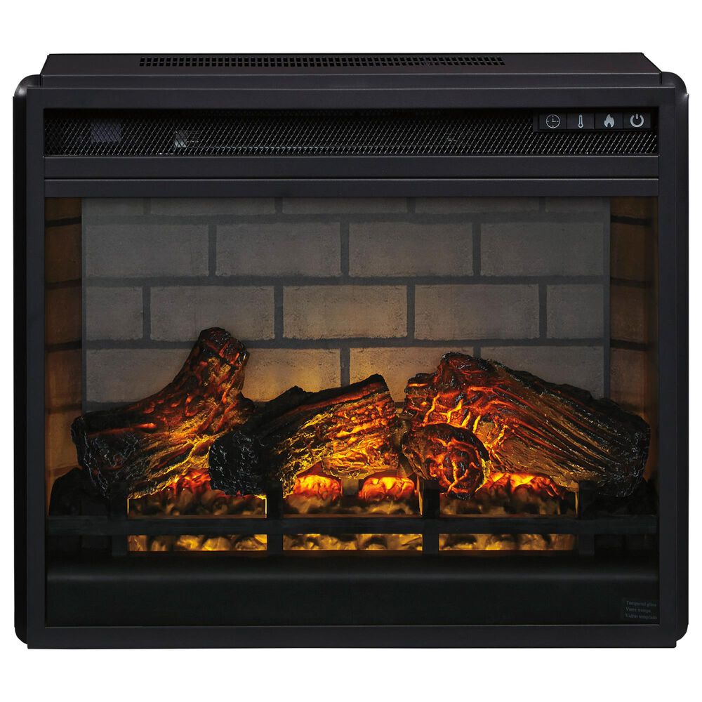 Ashley Wildenauer 76" TV Stand with Electric Infrared Fireplace in Rich Brown and Warm Satin Black, , large