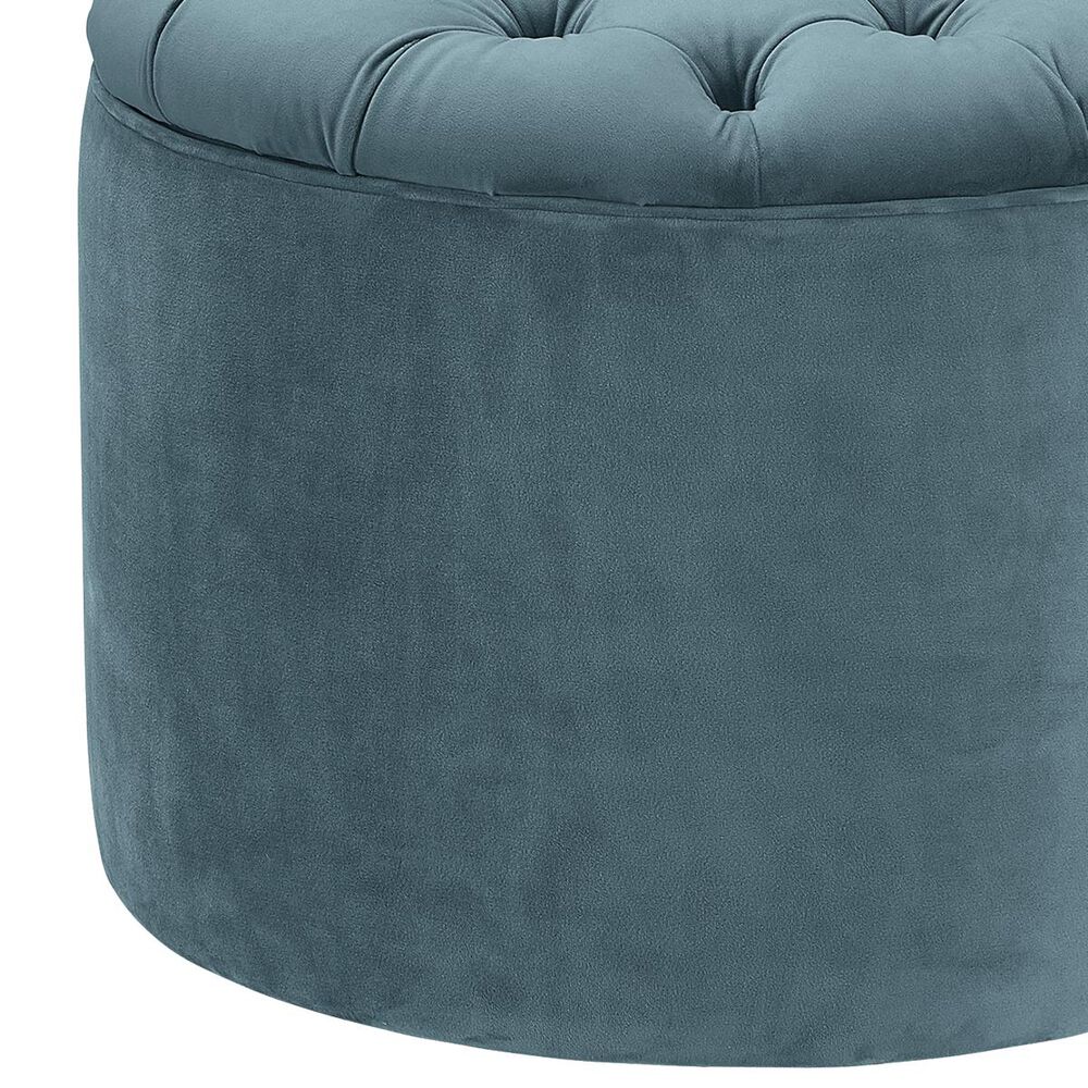 Tov Furniture Queen Velvet Storage Ottoman in Sea Blue, , large