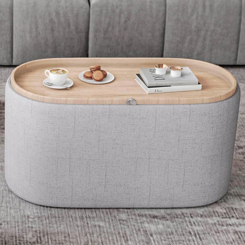 Rta Products Storage Ottoman with Reversible Tray Top in Natural, , large