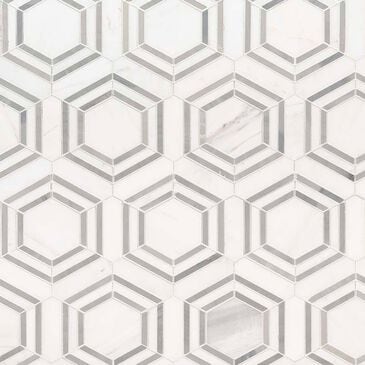 MS International Georama Grigio 2" x 2" Hexagon on 13" x 15" Marble Mosaic Sheet, , large