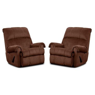 Northwestern Rolled Arm Rocker Recliner in Kelly Chocolate (Set of 2), , large
