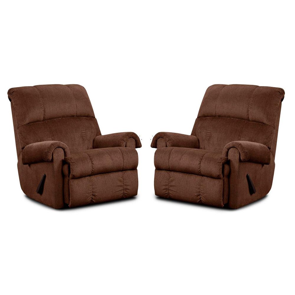 Northwestern Rolled Arm Rocker Recliner in Kelly Chocolate (Set of 2), , large