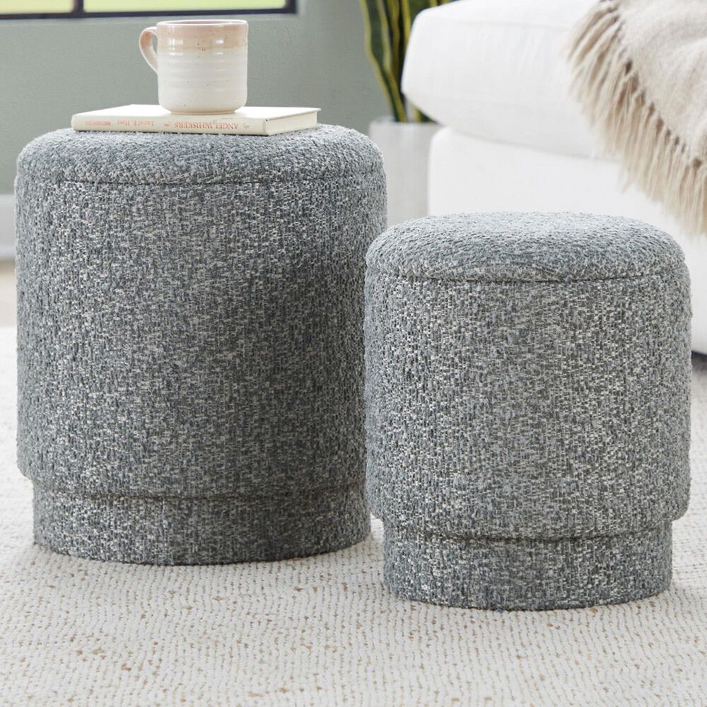 Lumisource Marla 2-Piece Upholstered Ottoman Set in Light Green, , large