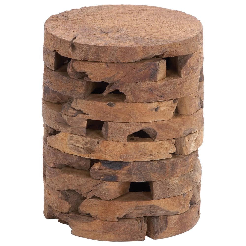 Maple and Jade Handmade Live Edge Drum Accent End Table in Brown, , large