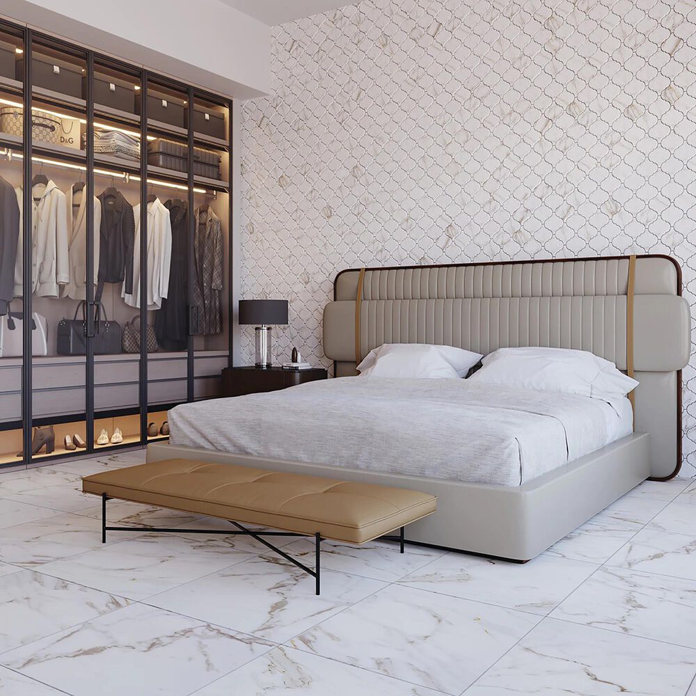 Marazzi Marble Obsession  5&quot; x 6&quot; Arabesque Porcelain Tile in Calacatta Gold, , large