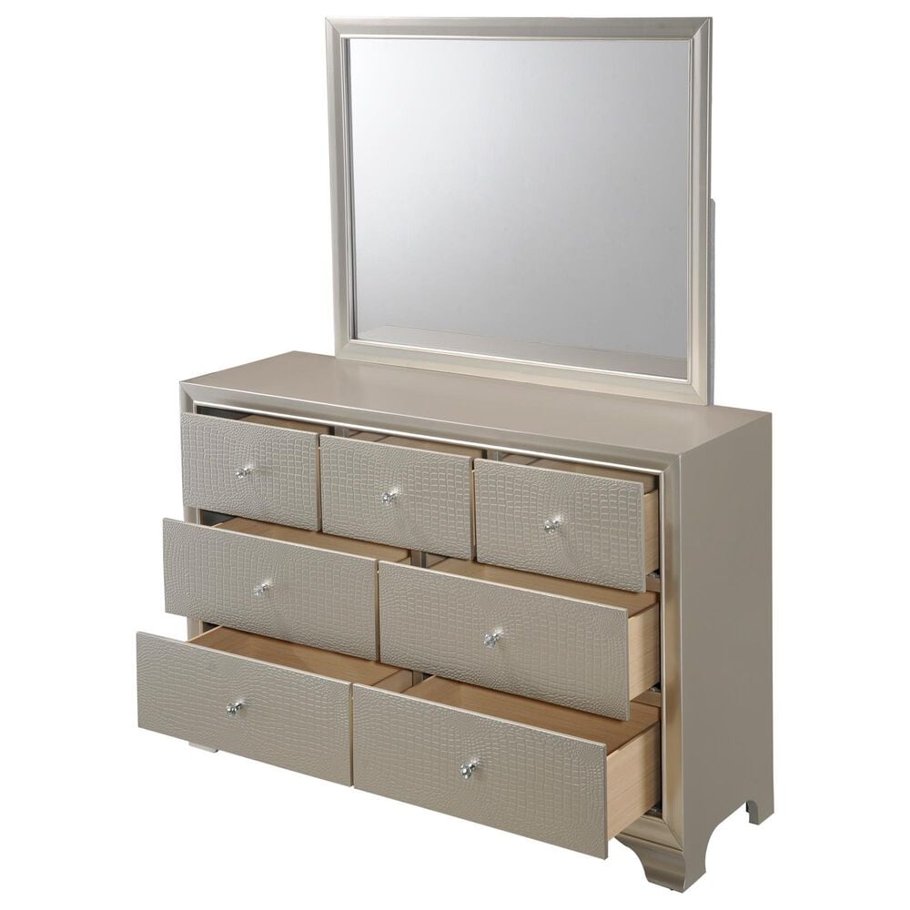 Crown Mark Lyssa 5-Piece Queen Panel Bedroom Set in Champagne, , large