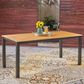 Hearth and Haven Outdoor Dining Table with Slatted Design and Iron Frame in Black, , large