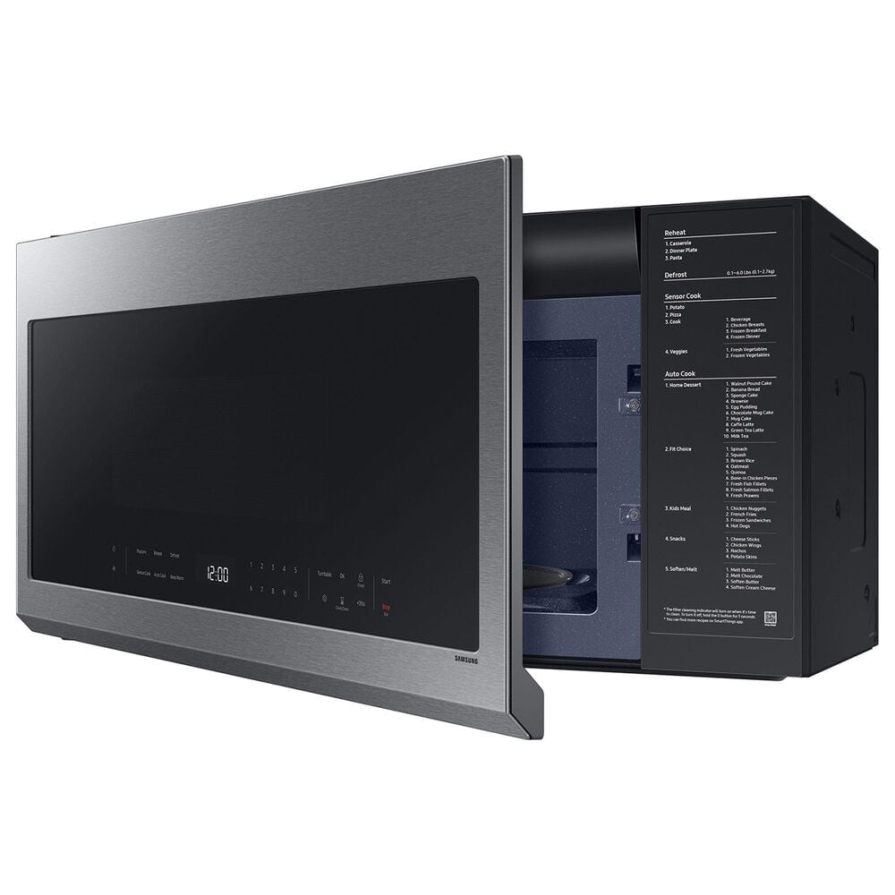 Samsung Bespoke 2.1 Cu. Ft. Smart Over-The-Range Microwave with Auto-Dimming Glass Touch Controls and LED Display in Fingerprint Resistant Stainless Steel, , large