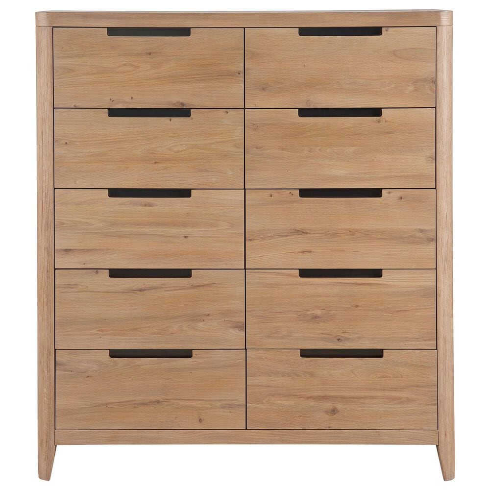Universal Furniture Modern Walker 4 Piece Queen Panel Bedroom Set in Natural Oak with AC Outlets and USB Ports, , large