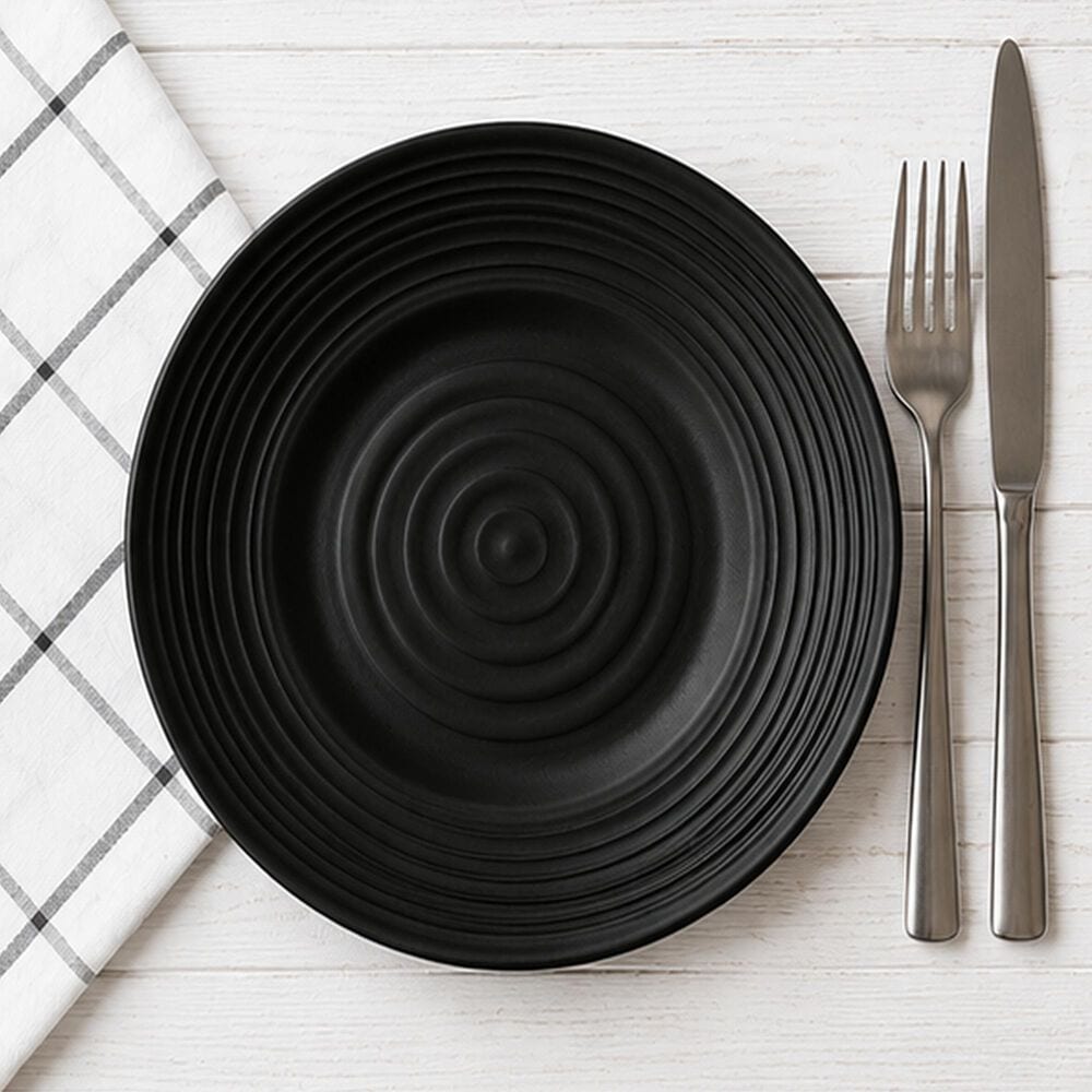 LeadingWare Melamine 10 7/8" Round Plate in Black Satin, , large