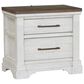 Sasha Lee Tech 2 Drawer LED Nightstand in White and Brown with AC Outlet and USB Port, , large