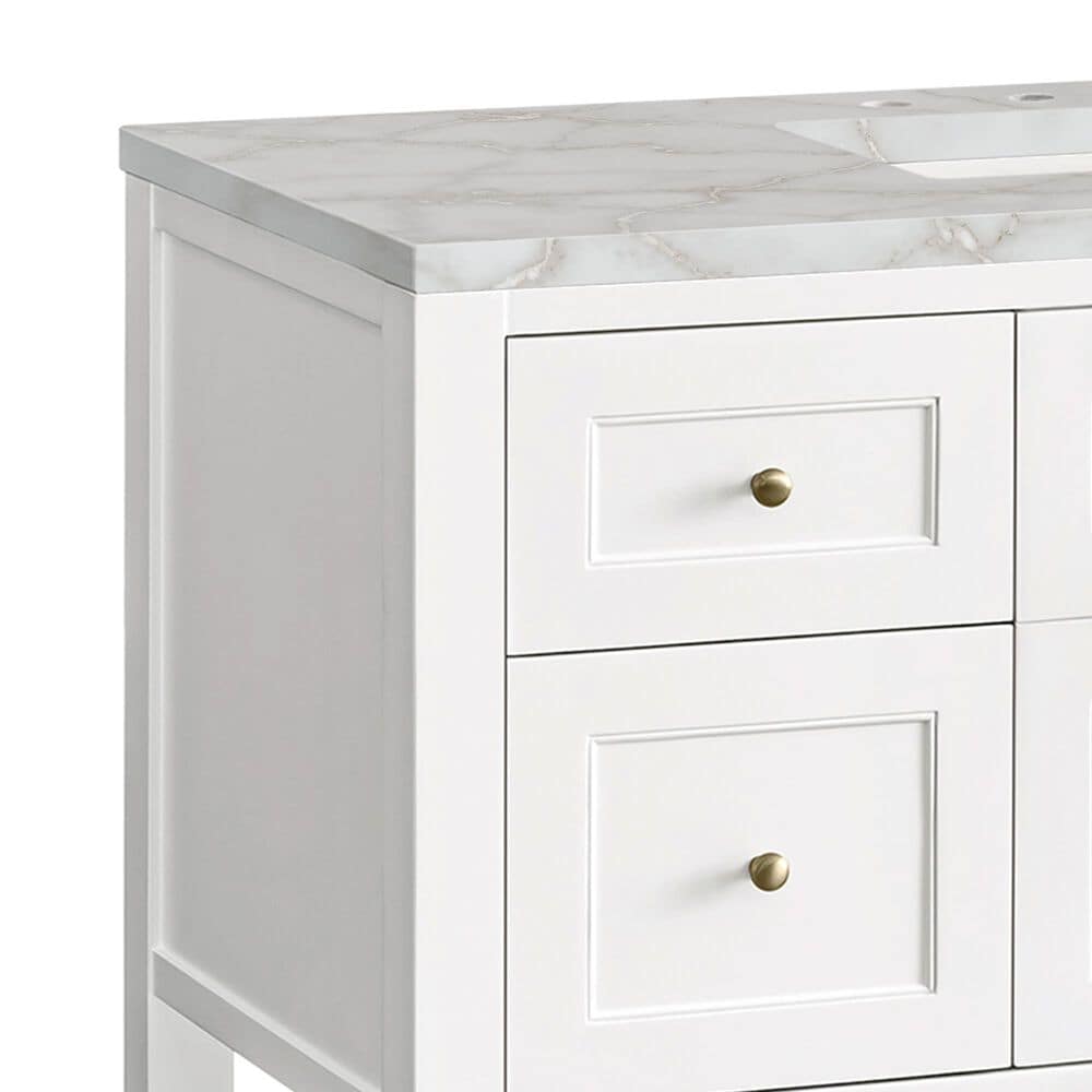 James Martin Vanities Breckenridge 48" Single Bathroom Vanity in Bright White with 3 cm Eternal Jasmine Pearl Silestone Top, Rectangular Sink and FreePower Wireless Charger, , large