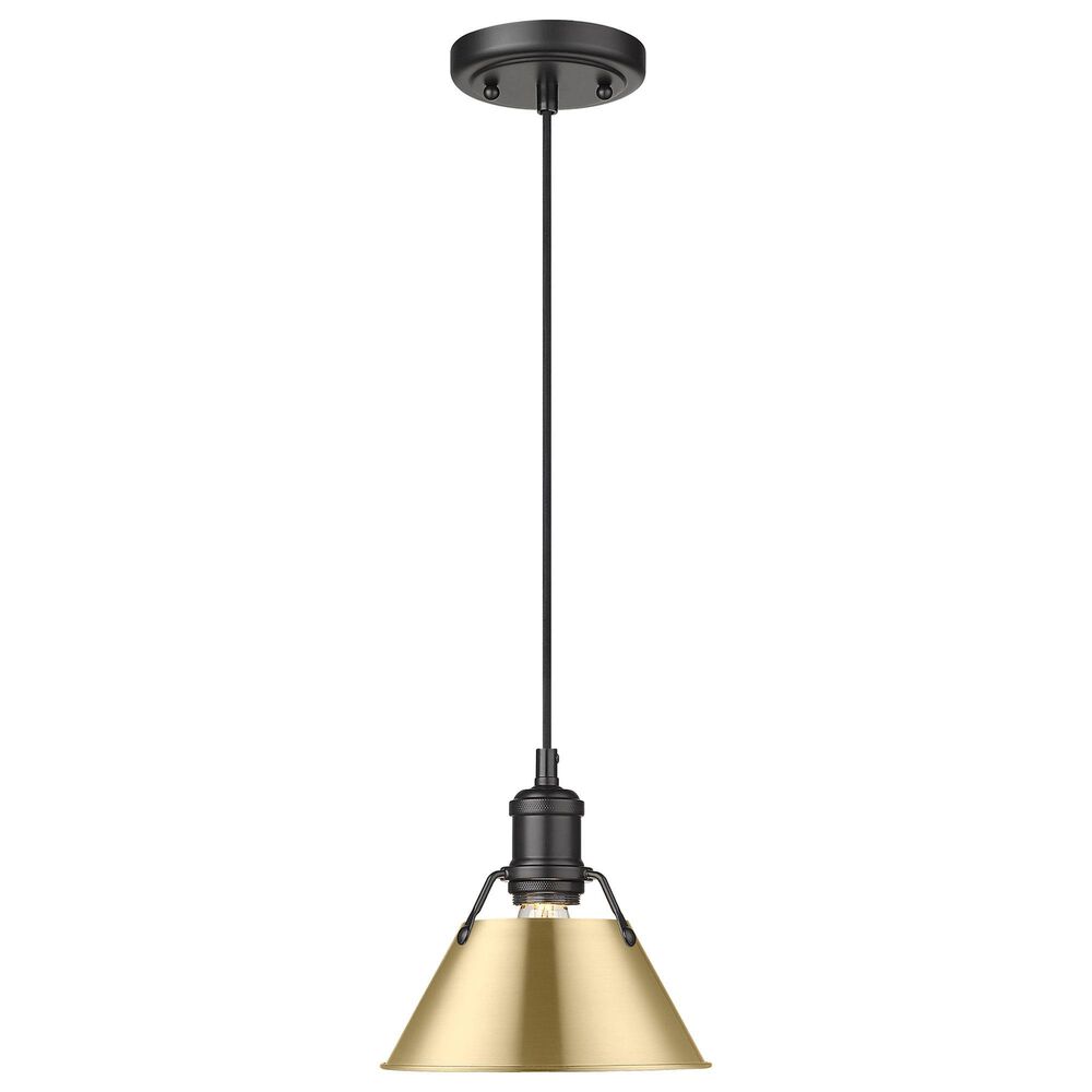Golden Lighting Orwell 1-Light Small Pendant with Brushed Champagne Bronze Shade in Matte Black, , large