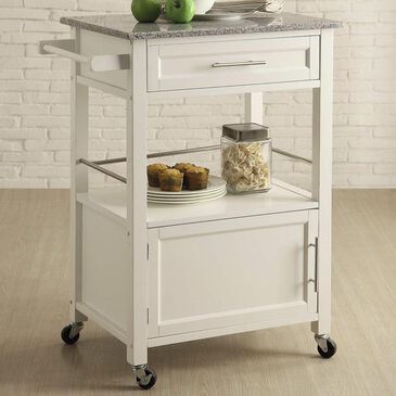 Linden Boulevard Mitchell Kitchen Cart with Granite Top in White, , large