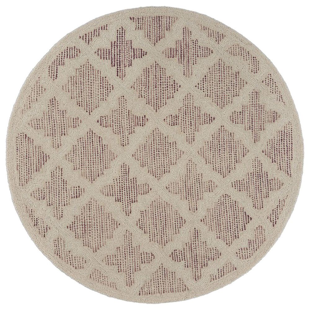 L&R Resources Sinuous Pin Dot 4" Round Ivory and Rose Area Rug, , large