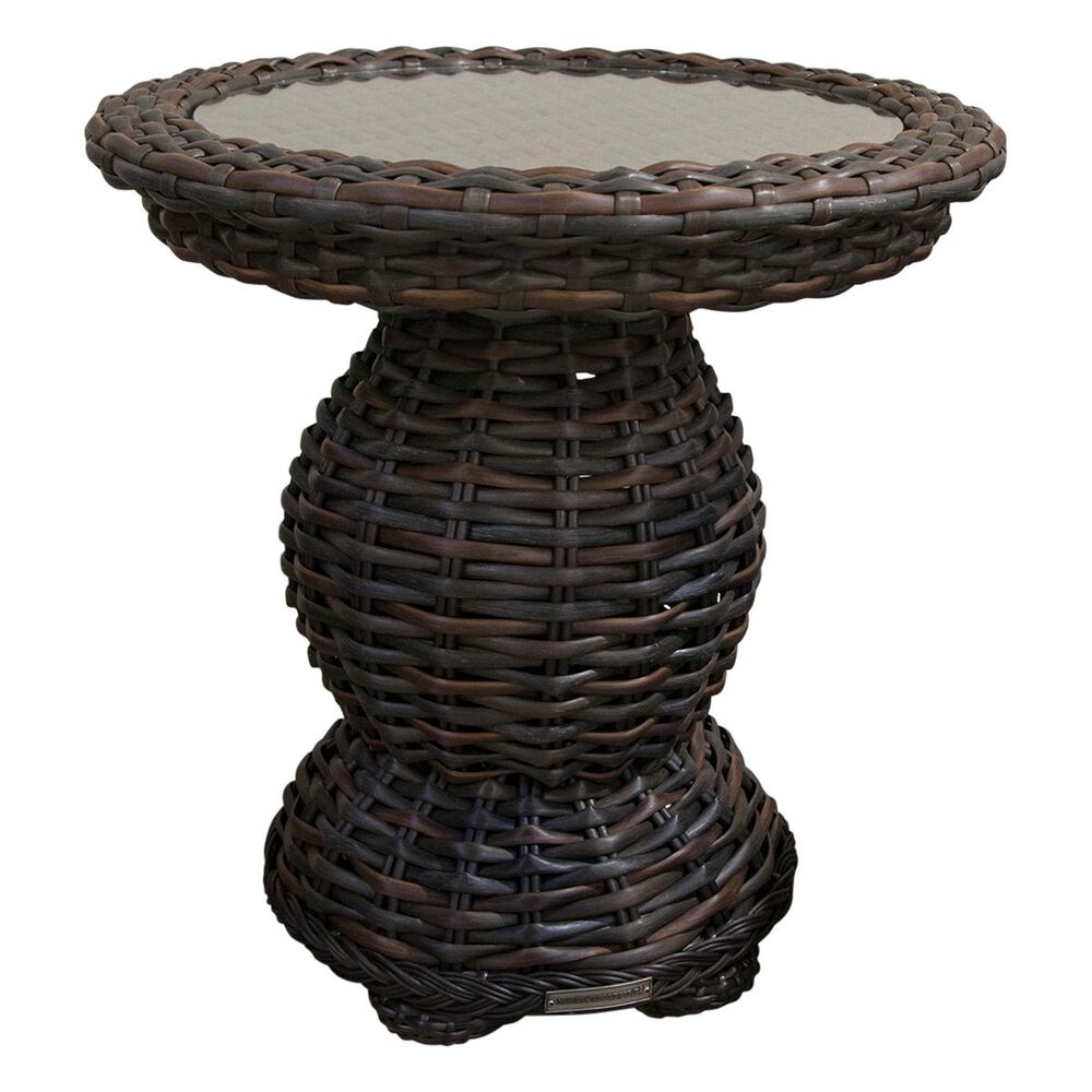 Venture South Hampton Round End Table with Glass Top in Tuscan Brown, , large