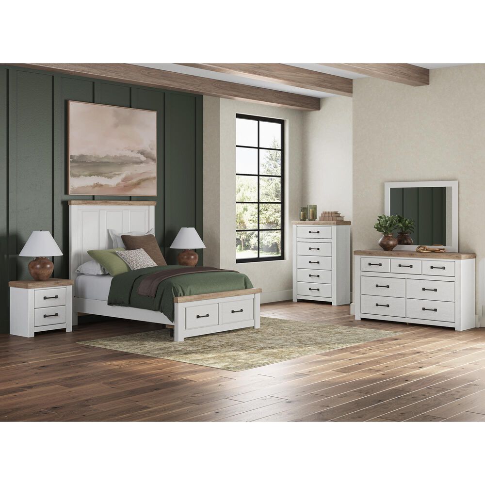 Ashley Savonport 5 Piece Full Storage Bedroom Set in White and Brown, , large