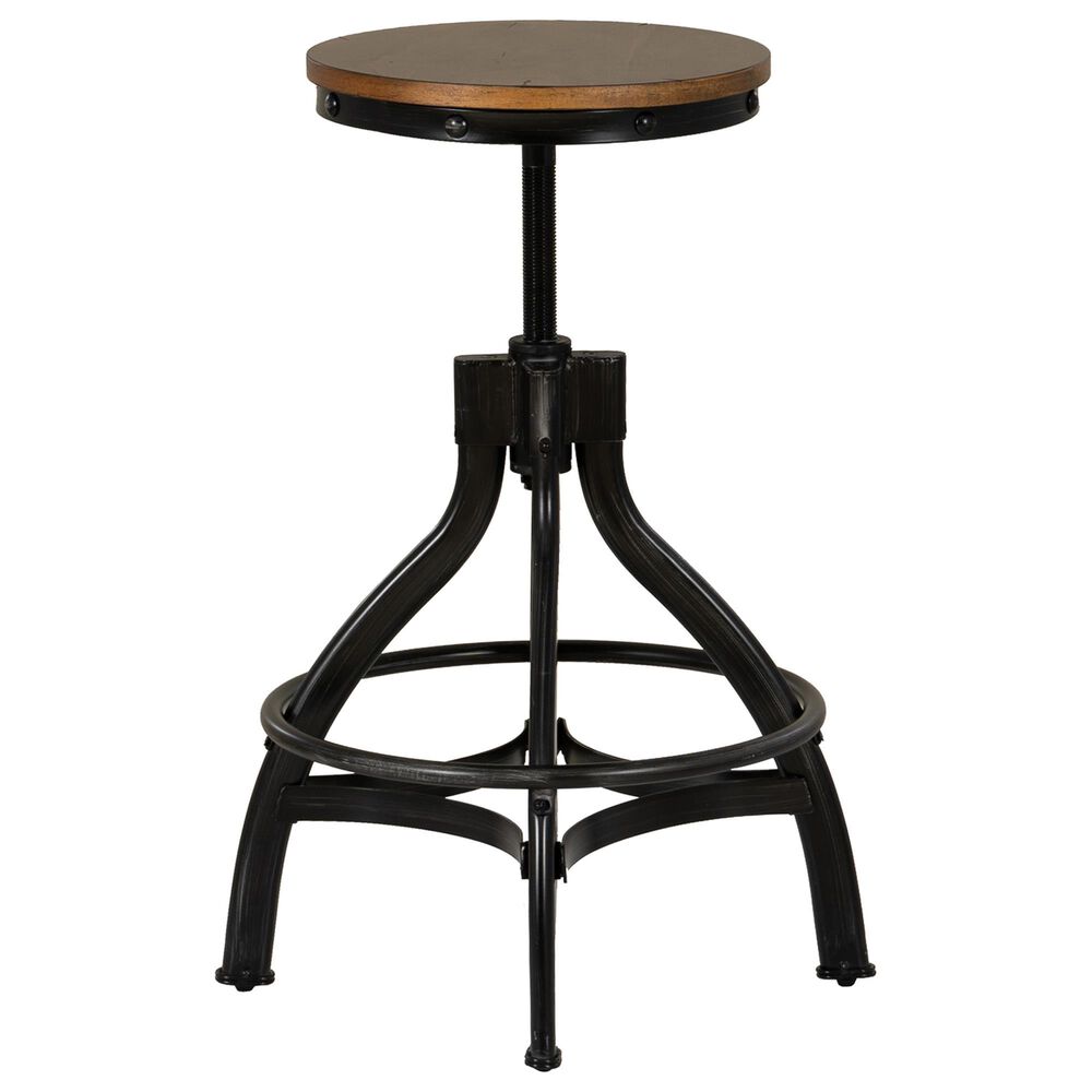 Linon Home Decor Haywood Swivel Backless Stool in Brown, , large