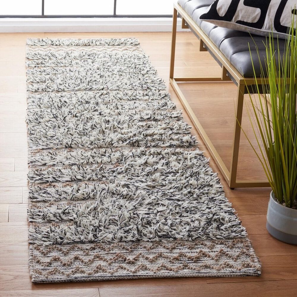 Safavieh Natura NAT720Z 2&#39;3&quot; x 8&#39; Ivory and Black Runner, , large