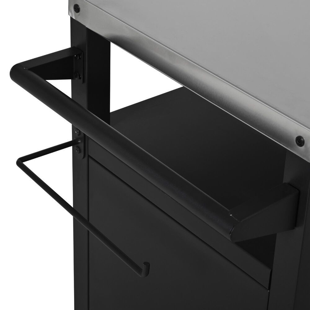 HOMLUX 45" Outdoor Kitchen Island in Black and Stainless Steel, , large