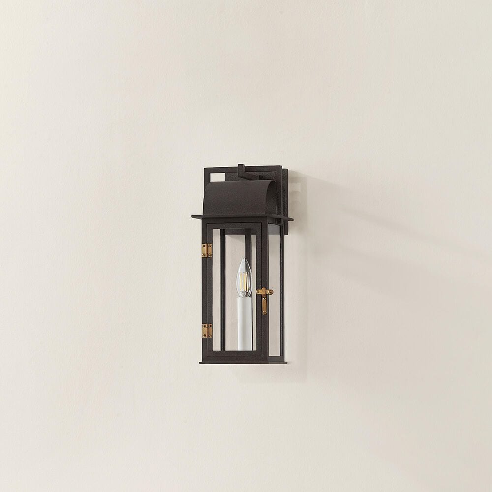 Troy Lighting Bohen 6" 1-Light Exterior Wall Sconce in French Iron and Patina Brass, , large