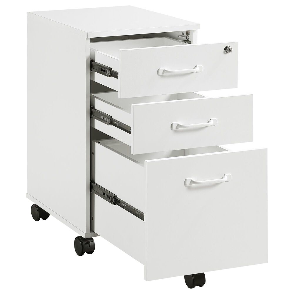 OSP Home Prado 3-Drawer Mobile File Cabinet in White, , large