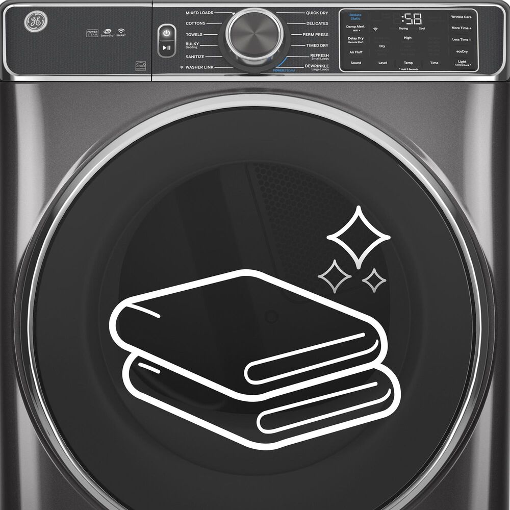 GE Appliances 4.8 Cu. Ft. Front Load Washer and 7.8 Cu. Ft. Electric Dryer Laundry Pair in White, , large